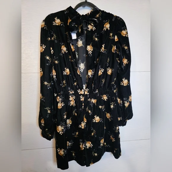 Maje Black Dress with Gold Floral Accents Maje Black Dress with Gold Floral Accents